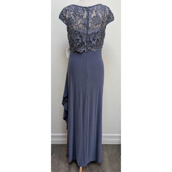Patra Women’s Formal Gown Size 10 Steel Gray Lace Overlay Lace Maxi Dress - Picture 6 of 12